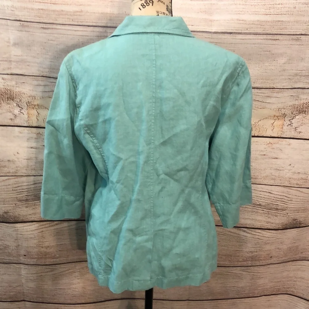 Eileen Fisher 100% Linen Jacket Blazer Notched Collar Back Vent Size Large